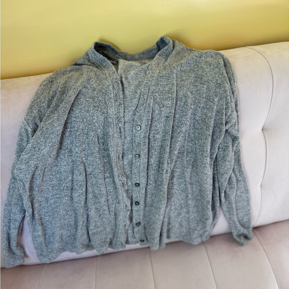 Women's Gray Button-Up Cardigan